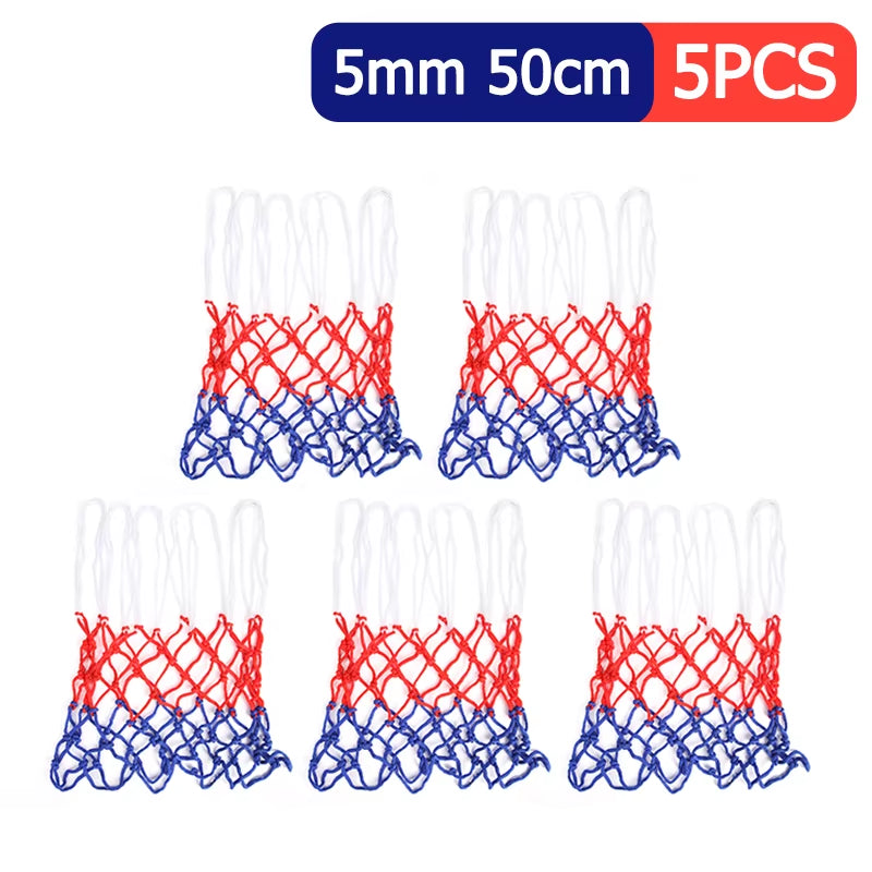 1-5PCS Basketball Net All-Weather Basketball Net Tri-Color Basketball Hoop Net Powered Basketball Hoop Basket Rim Net