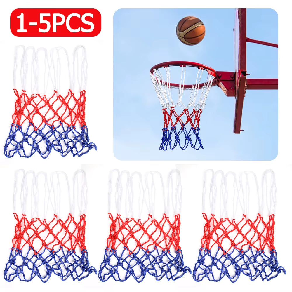 1-5PCS Basketball Net All-Weather Basketball Net Tri-Color Basketball Hoop Net Powered Basketball Hoop Basket Rim Net