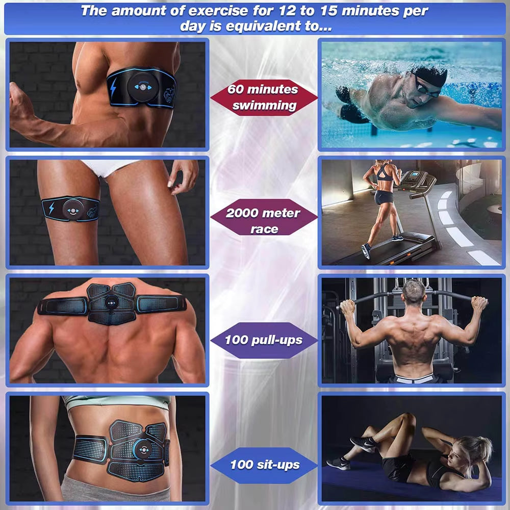Abdominal Muscle Stimulator Trainer EMS Abs Fitness Equipment Training Gear Muscles Electrostimulator Toner Exercise at Home Gym