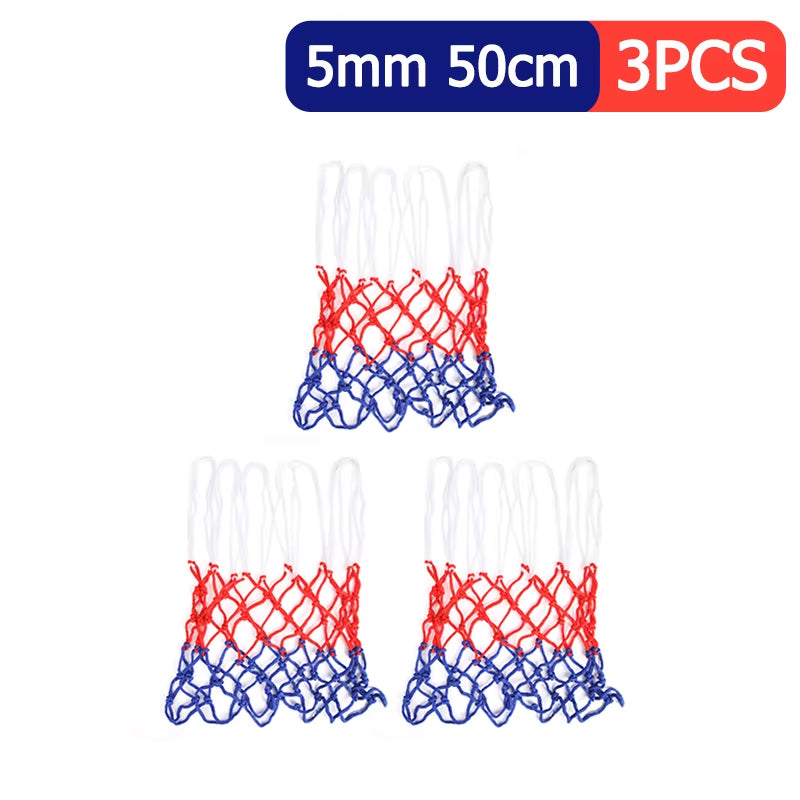 1-5PCS Basketball Net All-Weather Basketball Net Tri-Color Basketball Hoop Net Powered Basketball Hoop Basket Rim Net