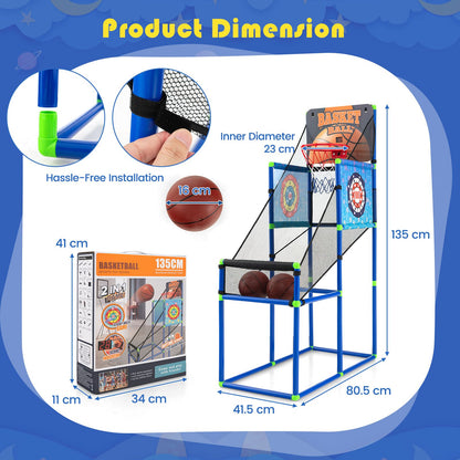 2-In-1 Kids Basketball Arcade Game with Electronic Scoreboard