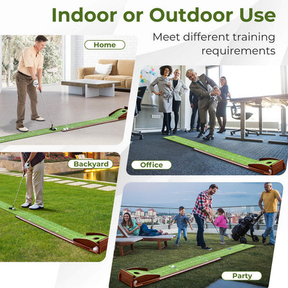 Golf Putting Mat Training Aid with Auto Ball Return and 3 Balls